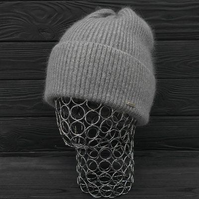 Шапка женская зимняя ангора с шерстью на флисе M&JJ 56-58 см серый 12704 джейд фото
