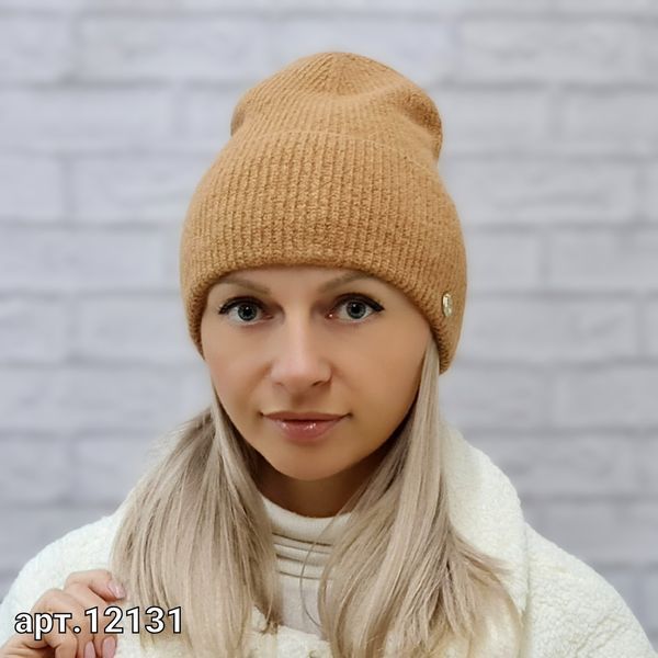 Шапка женская зимняя ангора с шерстью Odyssey 56-58 см карамельный (12131) 12131 фото