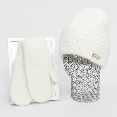 Комплект жіночий зимовий ангоровий (шапка+рукавиці) ODYSSEY 55-58 см Молочний 13167 - 4122 13167 - 4122 фото