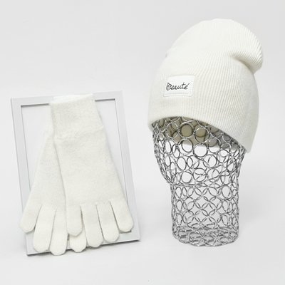 Комплект женский зимний ангора з с шерстью на флисе (шапка+перчатки) ODYSSEY 55-58 см Белый 13452 - 4000 13452 - 4000 фото