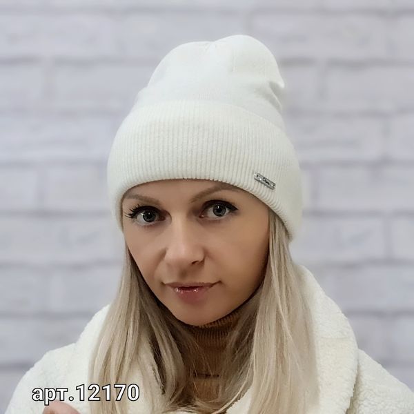 Шапка жіноча зимова ангора з вовною Odyssey білий 56-58 см (12170) орнелла фото