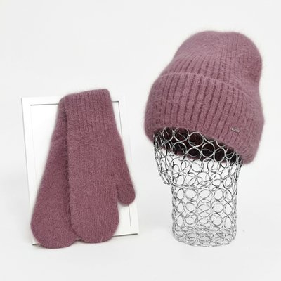 Комплект жіночий зимовий ангоровий на флісі (шапка+рукавиці) ODYSSEY 55-58 см Цикламен 12875 - 4149 12875 - 4149 фото