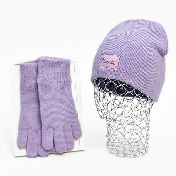 Комплект жіночий зимовий ангора з вовною (шапка+шарф+рукавички) ODYSSEY 55-58 см бузковий 13383 - 1141 - 4094 отто фото