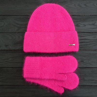 Комплект жіночий зимовий ангоровий на флісі (шапка+рукавиці) ODYSSEY 55-58 см Малина 12990 - 4159 12990 - 4159 фото