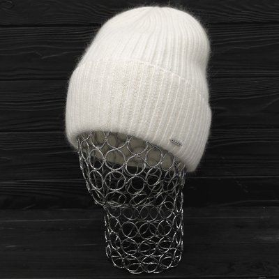 Шапка женская зимняя ангора с шерстью на флисе M&JJ 56-58 см белый 12789 хелли флис фото