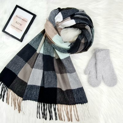 Комплект жіночий зимовий (шарф+рукавиці) M&JJ One size Сірий + чорний 8025 - 4131 8025 - 4131 фото