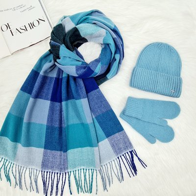 Комплект жіночий зимовий ангоровий на флісі (шапка+шарф+рукавиці) ODYSSEY 55-58 см різнокольоровий 12872 - 8045 - 4146 френсис фото