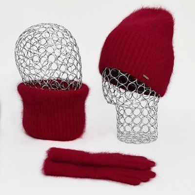 Комплект женский зимний из ангоры (шапка+бафф+перчатки) ODYSSEY 55-58 см Красный 12195 - 13018 - 4190 12195 - 13018 - 4190 фото