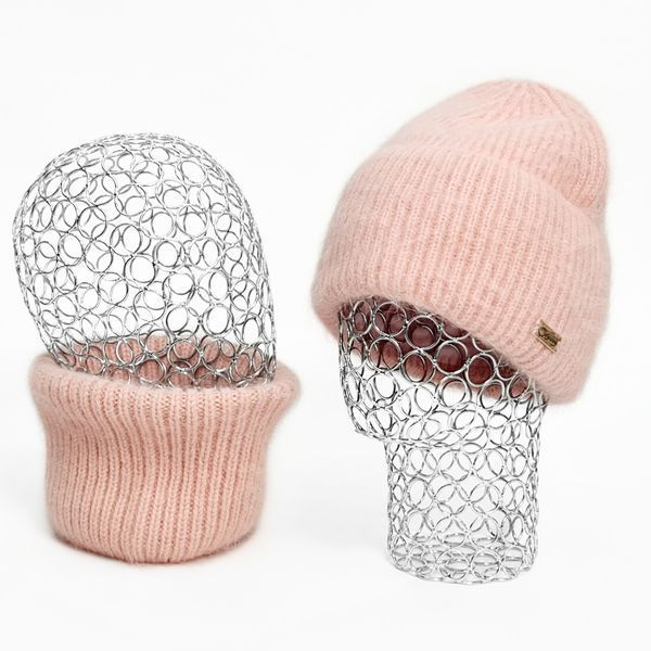Комплект жіночий зимовий ангоровий на флісі (шапка+бафф) ODYSSEY 57-60 см Пудровий 13244 - 13055 13244 - 13055 фото