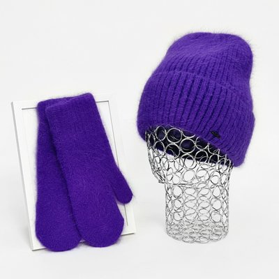 Комплект жіночий зимовий ангоровий на флісі (шапка+рукавиці) ODYSSEY 55-58 см Фіолетовий 12868 - 4229 12868 - 4229 фото