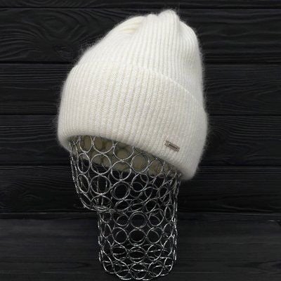 Шапка женская зимняя ангора с шерстью на флисе M&JJ 56-58 см белый 12702 джейд фото