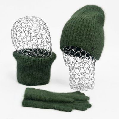 Комплект женский зимний из ангоры (шапка+бафф+перчатки) ODYSSEY 55-58 см Зеленый 13435 - 13089 - 4209 13435 - 13089 - 4209 фото