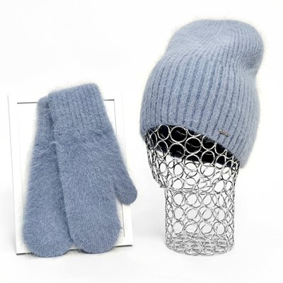 Комплект жіночий зимовий ангоровий (шапка+рукавиці) ODYSSEY 55-58 см Джинс 12203 - 4147 12203 - 4147 фото
