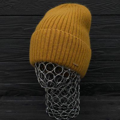 Шапка женская зимняя ангора с шерстью на флисе M&JJ 56-58 см горчичный 12800 хелли флис фото